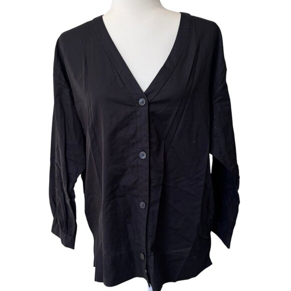 Everlane The Silky Cotton Lantern Top in Black Size 10 - Picture 3 of 8